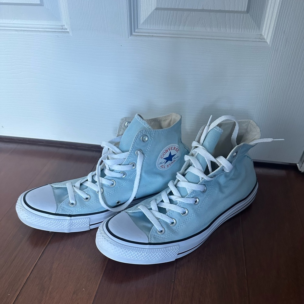 Converse Blue and White High-Top Sneakers